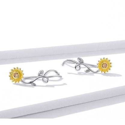 S925 Silver Small Daisy Earrings Light And Luxurious Niche Design-Jewearrings