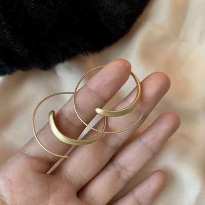 Korean Gold Matte Texture Large Hoop Earrings Women-Jewearrings