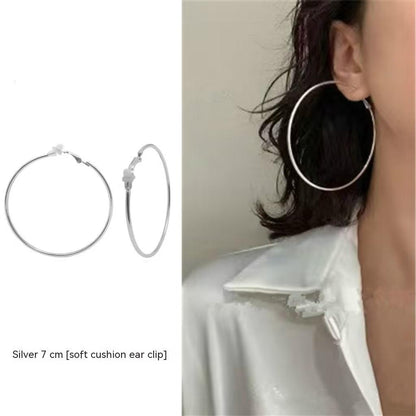 Simple Ear Clip Sterling Silver Earrings For Women-Jewearrings