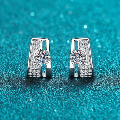 Sterling Silver Rectangular Earrings Moissanite-Jewearrings