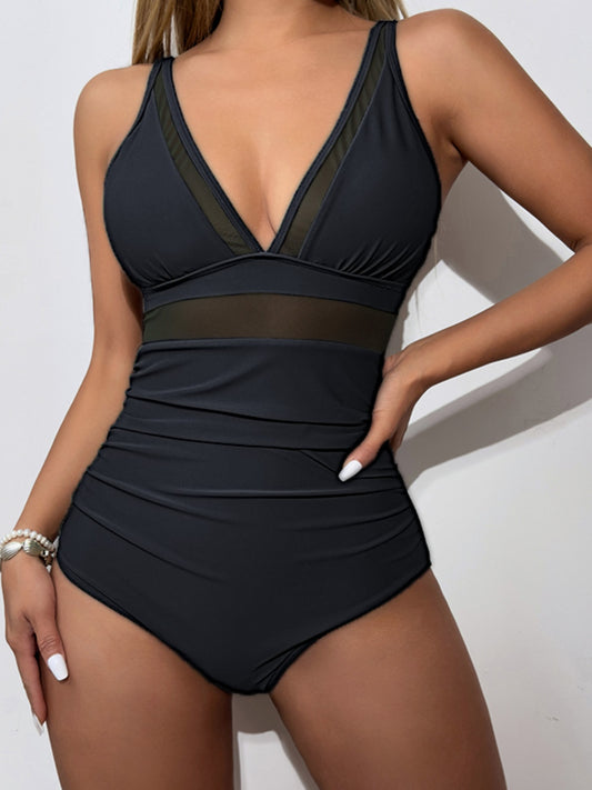 V-Neck One-Piece Swimwear-Jewearrings