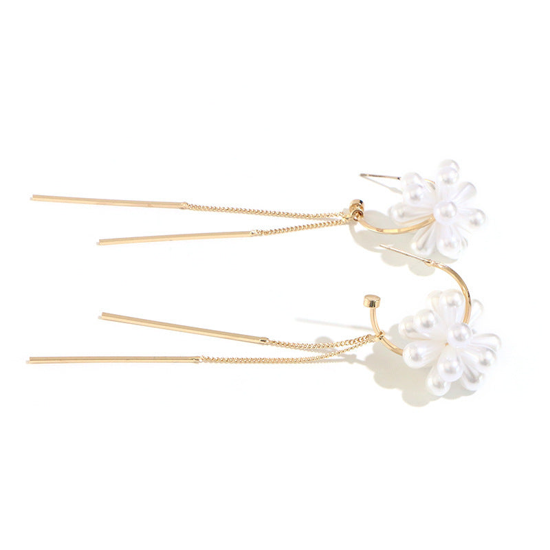 Temperament Light Luxury Forest Pearl Tassel Earrings-Jewearrings