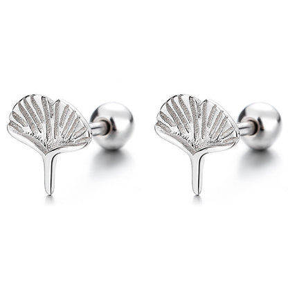 Apricot Leaf Thread Stud Earrings Women's Sterling Silver Fashion-Jewearrings