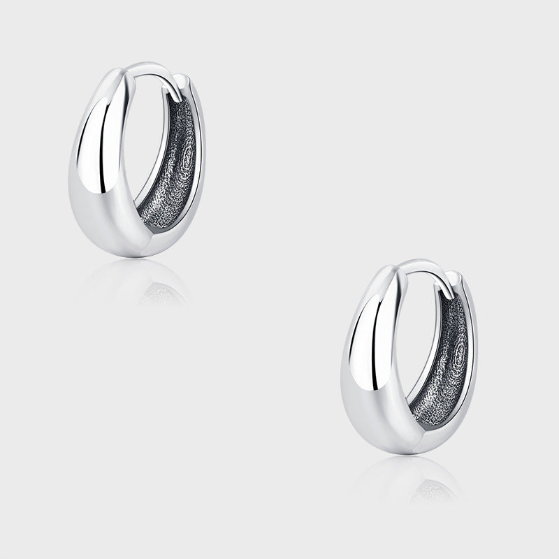 Luxurious Simple Plain Ring 925 Sterling Silver Earrings Female Water Drop Earrings-Jewearrings