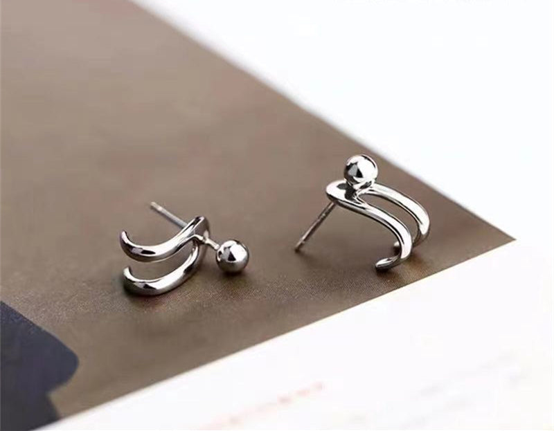 925 Silver Female Student Back Hanging Type C Earrings-Jewearrings