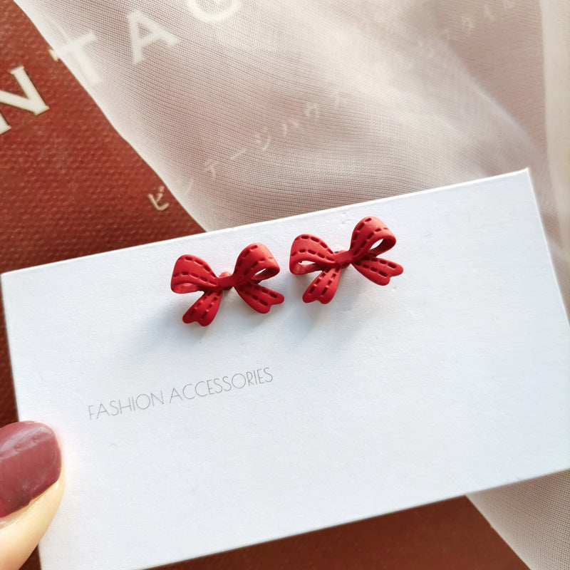 S925 Silver Pin Korean Dongdaemun Bow Earrings-Jewearrings