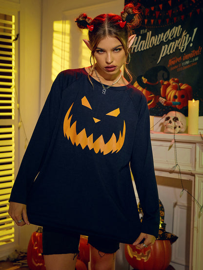 Round Neck Jack-o'-lantern Graphic T-Shirt-Jewearrings