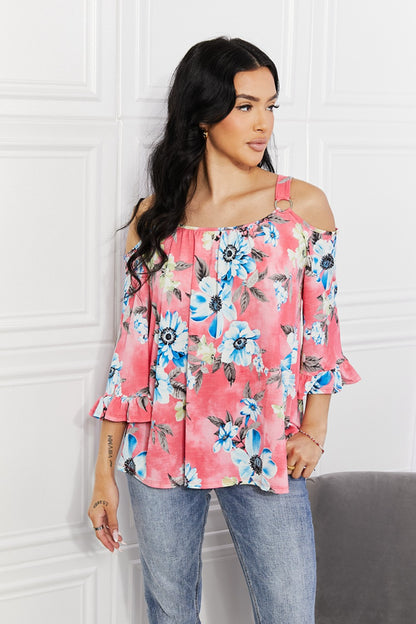 Sew In Love Full Size Fresh Take Floral Cold-Shoulder Top-Jewearrings