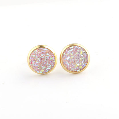 Starry Stainless Steel Water Plated Gold Stud Earrings-Jewearrings