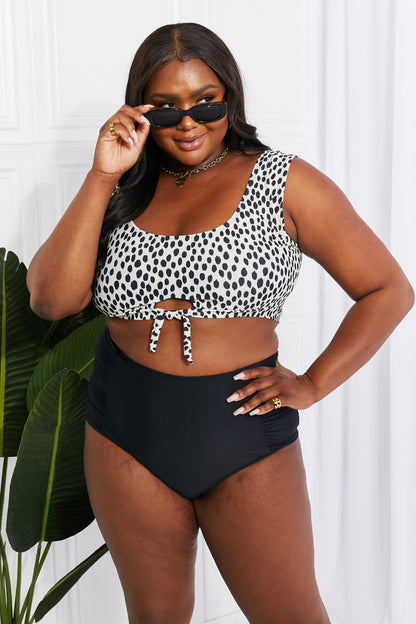 Marina West Swim Sanibel Crop Swim Top and Ruched Bottoms Set in Black-Jewearrings