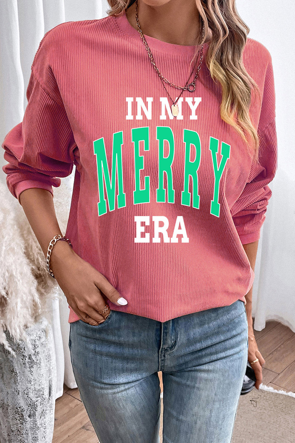 IN MY MERRY ERA Graphic Corded Sweatshirt-Jewearrings