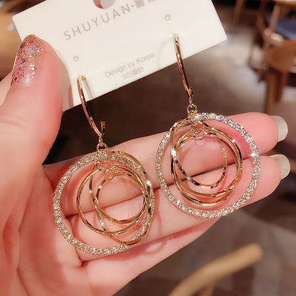 South Korea's Dongdaemun Fashion And Personality Exaggerated Silver Pin Earrings-Jewearrings