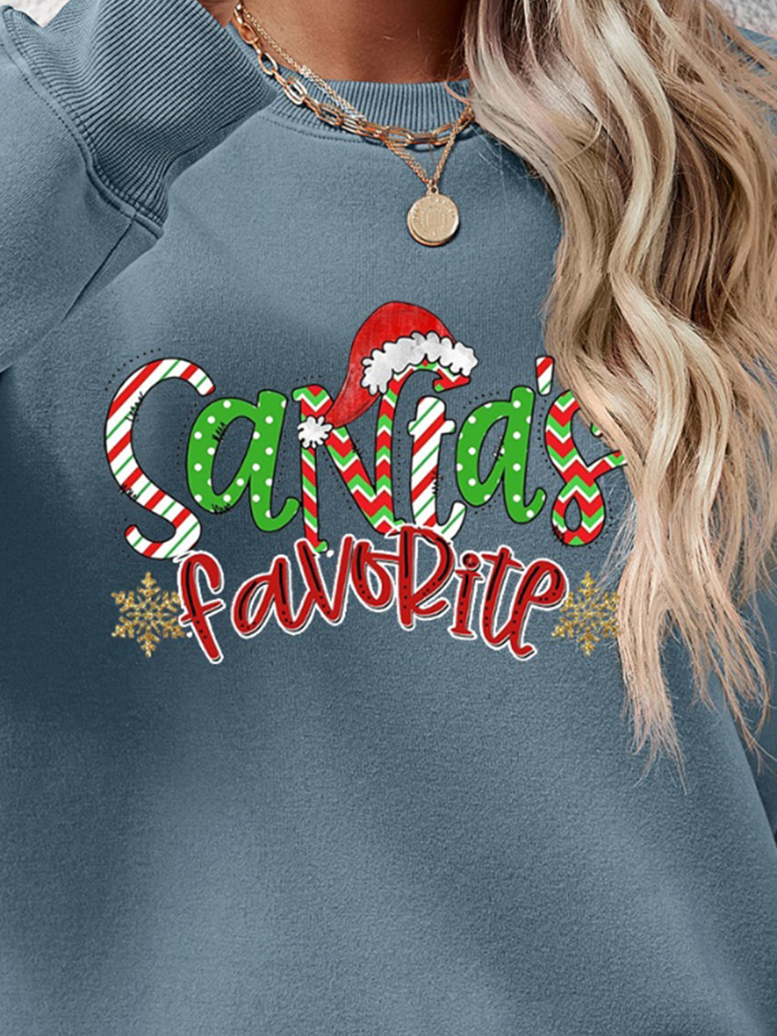 Letter Graphic Round Neck Long Sleeve Sweatshirt-Jewearrings