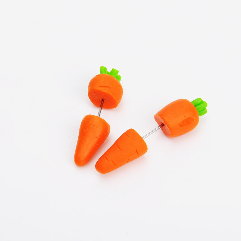 Ladies Fashion Cartoon Carrot Clip Stud Earrings-Jewearrings