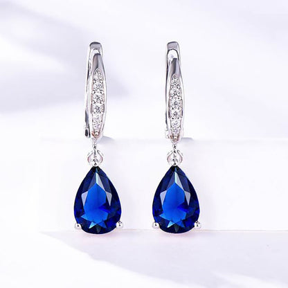 Women's Droplet Sterling Silver Platinum Plated Earrings-Jewearrings