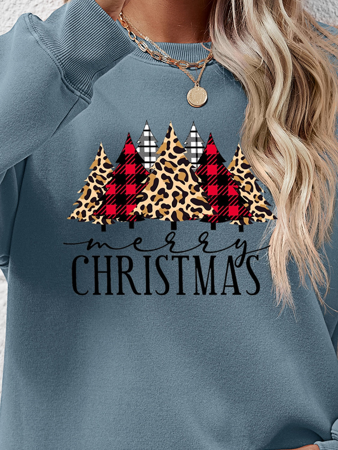 MERRY CHRISTMAS Round Neck Long Sleeve Sweatshirt-Jewearrings