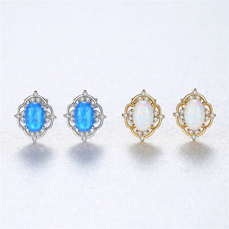 Fashion Korean Style 925 Silver Opal Earrings-Jewearrings