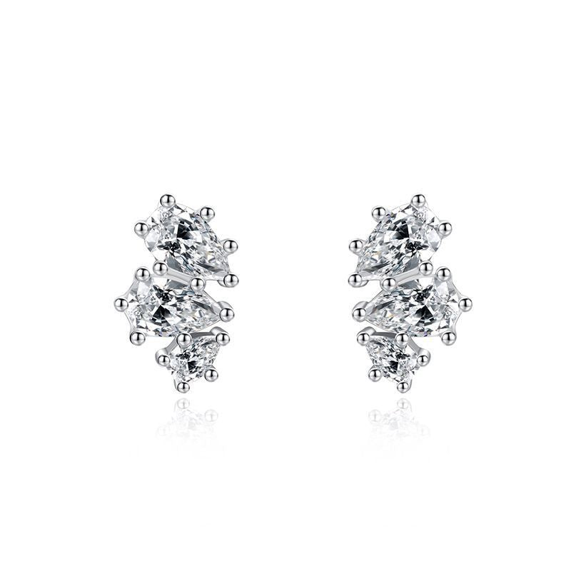 925 Sterling Silver Drop Earrings With Diamonds-Jewearrings