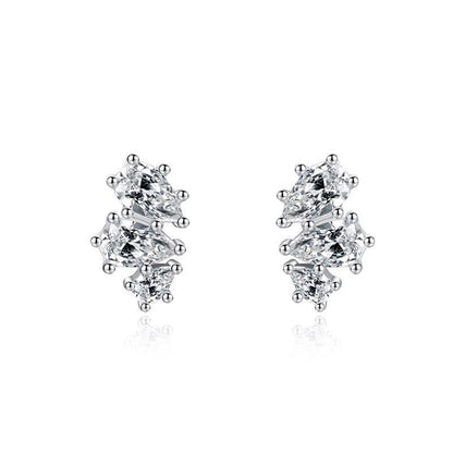 925 Sterling Silver Drop Earrings With Diamonds-Jewearrings