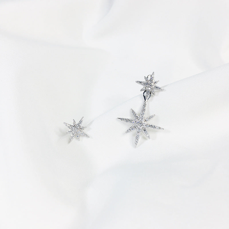 Asymmetrical Stud Earrings With Micro Diamonds And Octagonal Star Earrings-Jewearrings