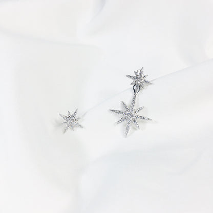 Asymmetrical Stud Earrings With Micro Diamonds And Octagonal Star Earrings-Jewearrings