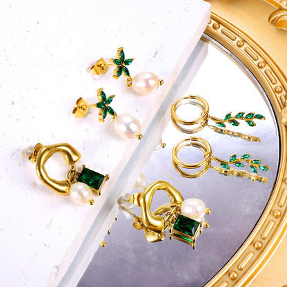 European And American Emerald Earrings For Women-Jewearrings