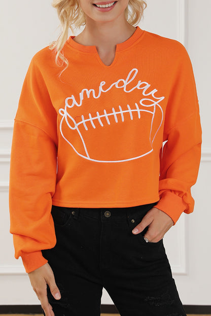 GAME DAY Ball Graphic Notched Sweatshirt-Jewearrings