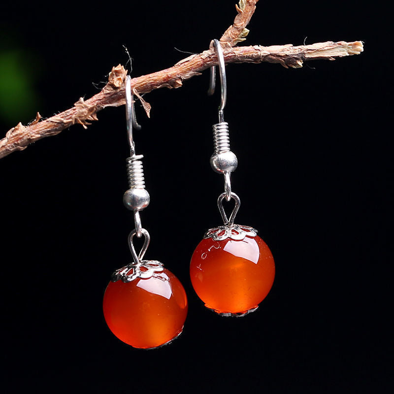 Fashion Sterling Silver Agate Earrings-Jewearrings