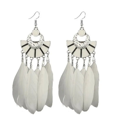 Feather Earring animal feather fan-shaped-Jewearrings