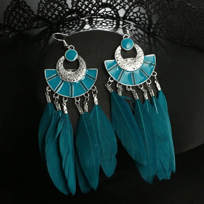 Feather Earring animal feather fan-shaped-Jewearrings