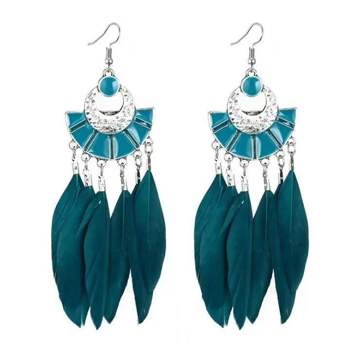 Feather Earring animal feather fan-shaped-Jewearrings