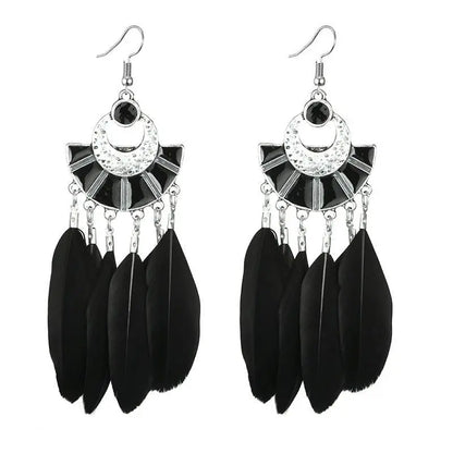 Feather Earring animal feather fan-shaped-Jewearrings