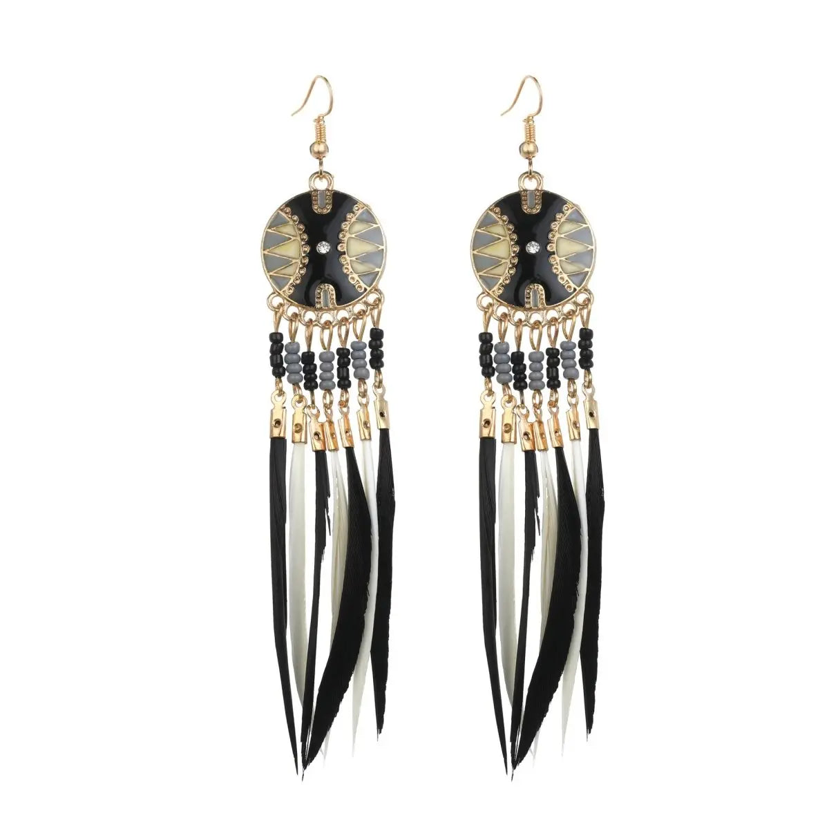 Feather Earrings Bohemian Ethnic Style Earrings-Jewearrings