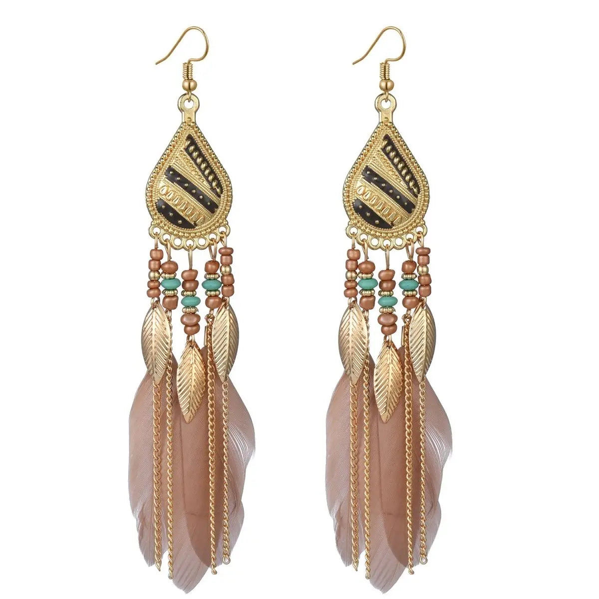 Feather Earrings Bohemian Ethnic Style Earrings-Jewearrings