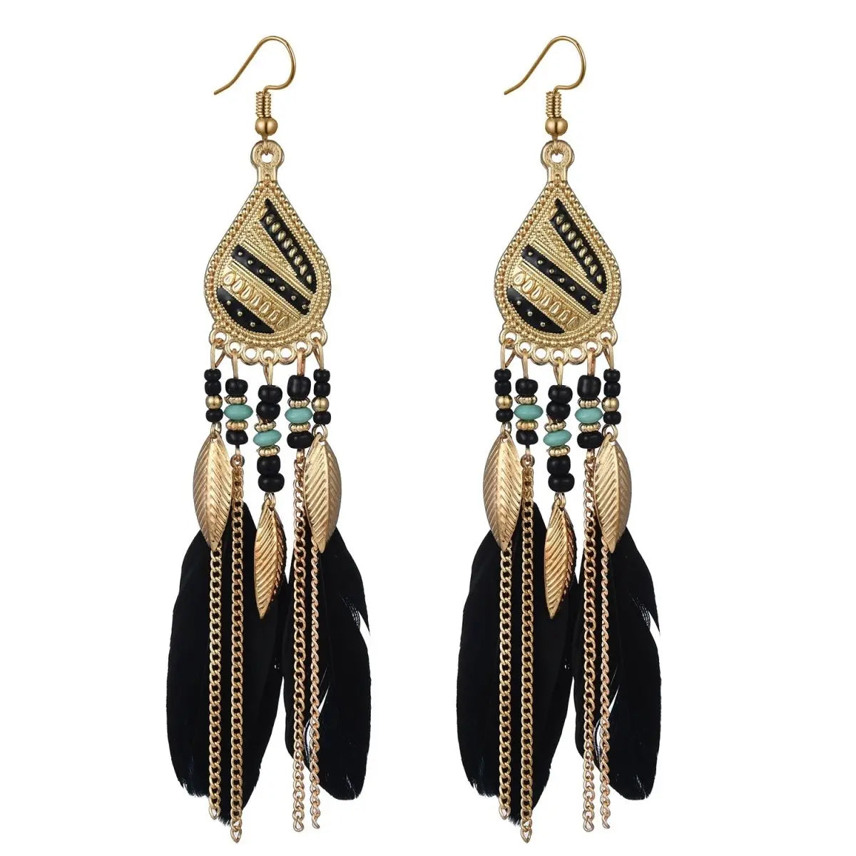 Feather Earrings Bohemian Ethnic Style Earrings-Jewearrings