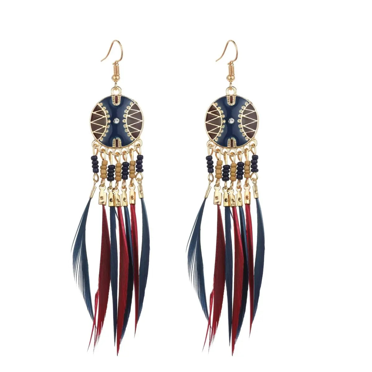 Feather Earrings Bohemian Ethnic Style Earrings-Jewearrings