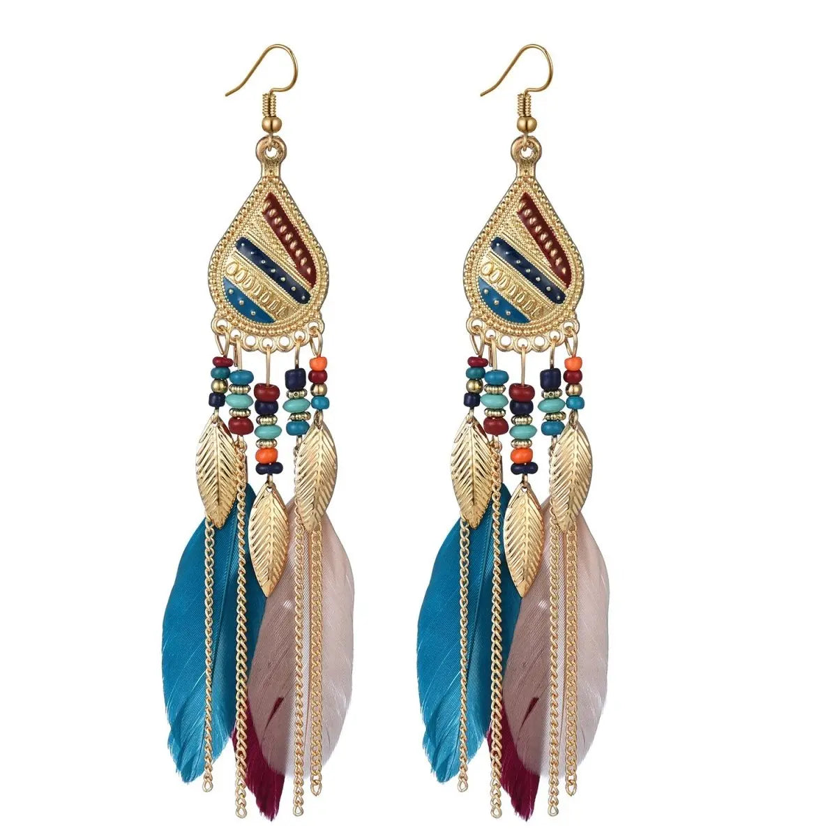 Feather Earrings Bohemian Ethnic Style Earrings-Jewearrings