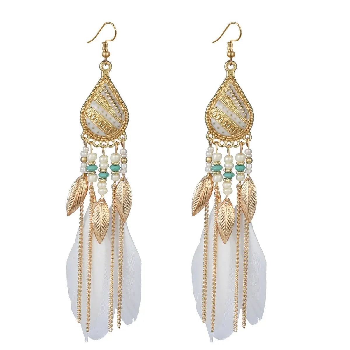 Feather Earrings Bohemian Ethnic Style Earrings-Jewearrings