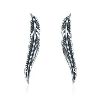 Feather Earrings: Bohemian Flair Silver-Jewearrings