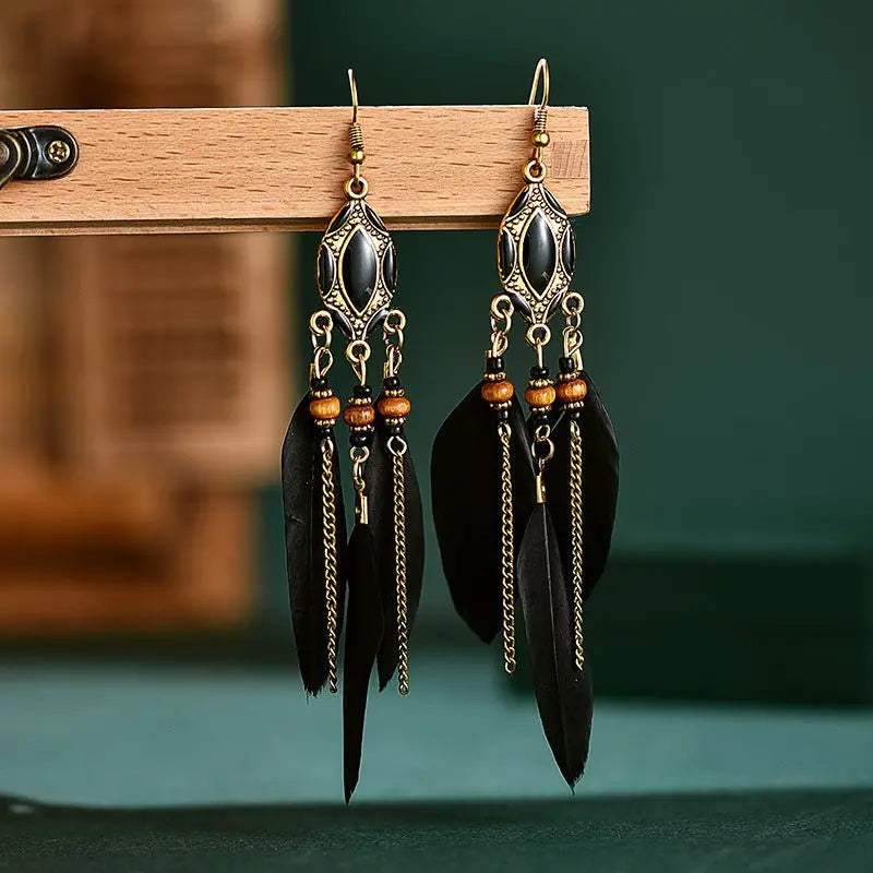 Feather Earrings | Bohemian Statement Earrings-Jewearrings