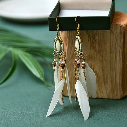 Feather Earrings | Bohemian Statement Earrings-Jewearrings