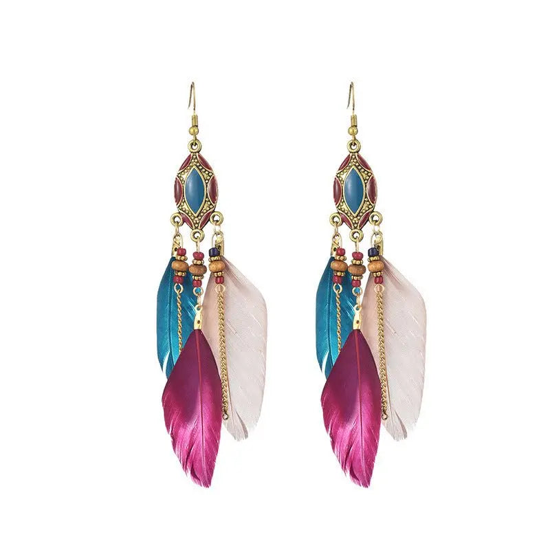 Feather Earrings | Bohemian Statement Earrings-Jewearrings