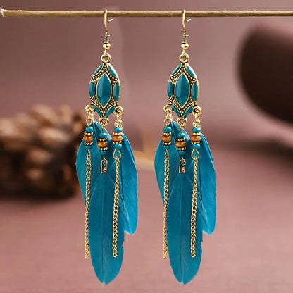 Feather Earrings | Bohemian Statement Earrings-Jewearrings