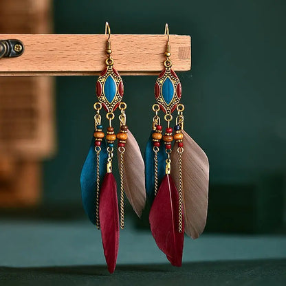 Feather Earrings | Bohemian Statement Earrings-Jewearrings