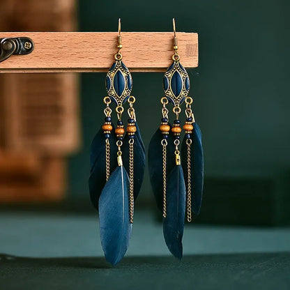 Feather Earrings | Bohemian Statement Earrings-Jewearrings