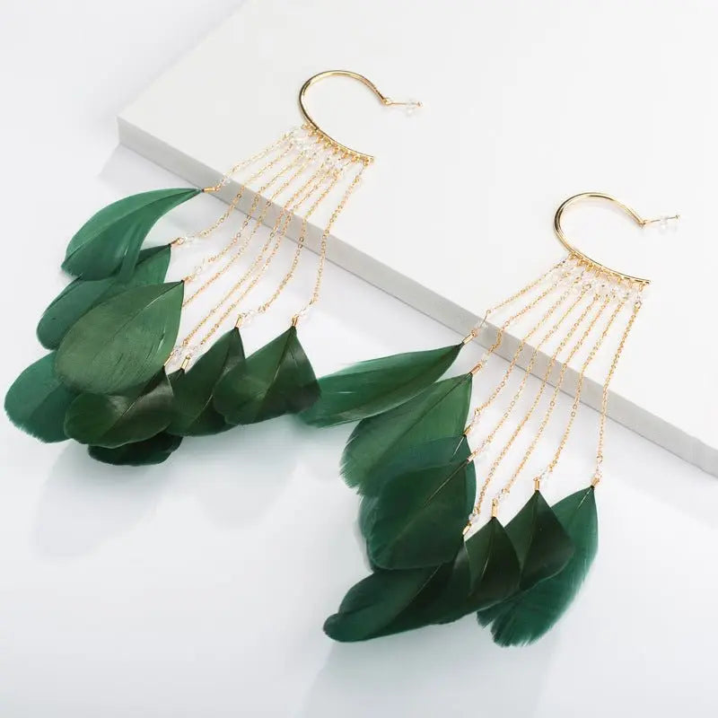 Feather Earrings Bohemian Tassel-Jewearrings