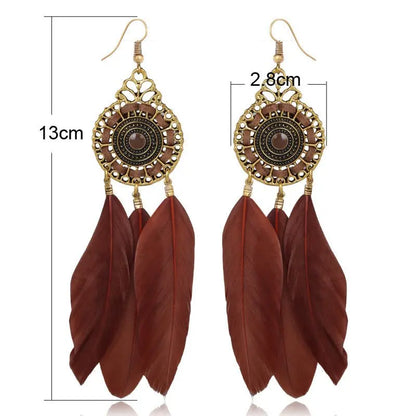 Feather Earrings Brown-Jewearrings