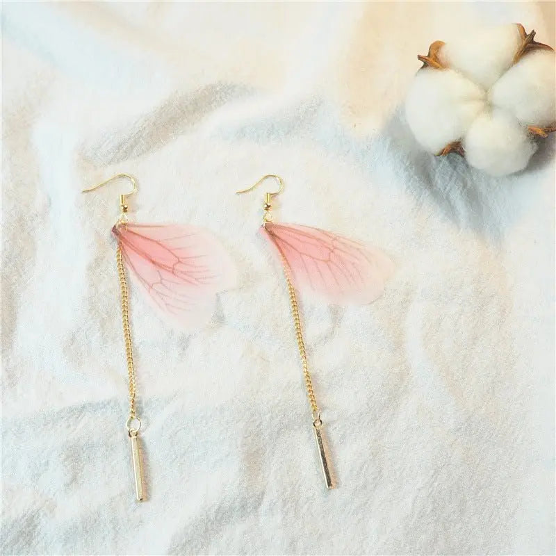 Feather Earrings - Butterfly Wings Long Tassel Earrings-Jewearrings