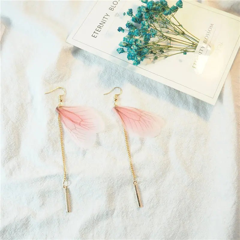 Feather Earrings - Butterfly Wings Long Tassel Earrings-Jewearrings