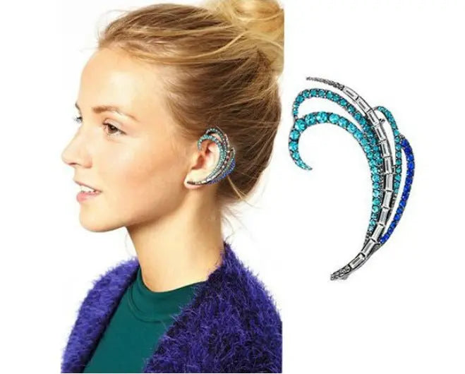 Feather Earrings - Captivating Blue Peacock Design-Jewearrings